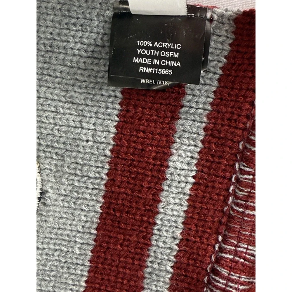 Harry Potter Platform 9 3/4 Youth Beanie Scarf Set Burgundy‎ Grey Striped OSFM